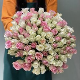 101 роза 40 см Нежный микс
